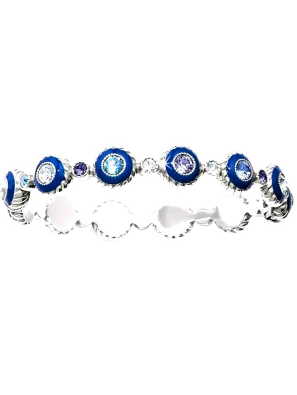 🩵RARE BRIGHTON Eclipse HALO TANZANITE PURPLE BLUE SWAROVSKI CRYST SLVR BANGLE